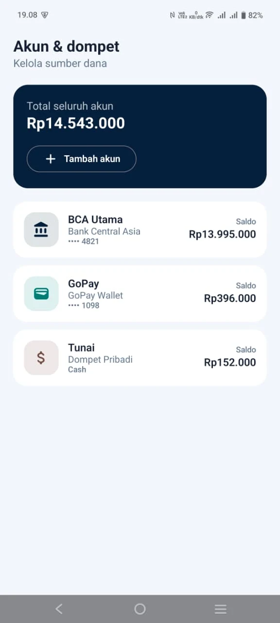 Tampilan Akun & Dompet SakuPro