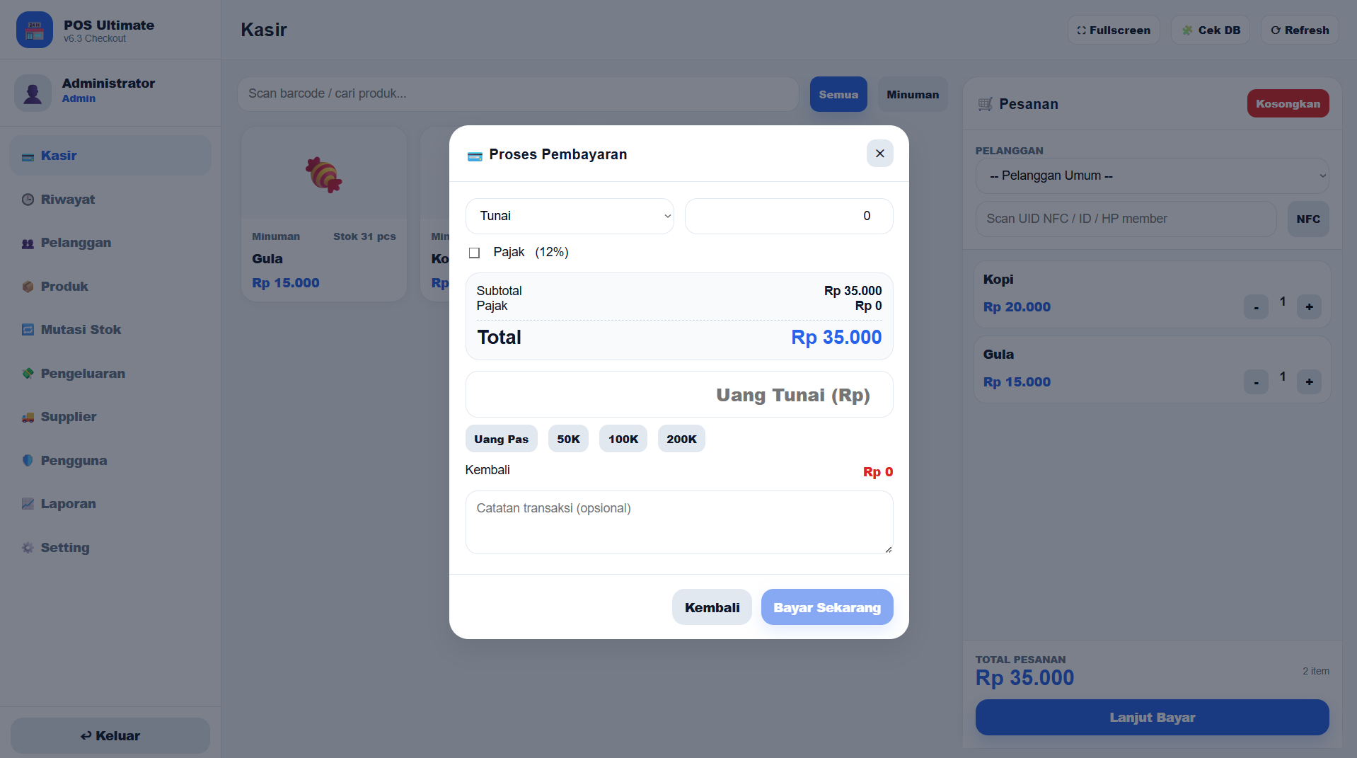 Tampilan POS UMKM
